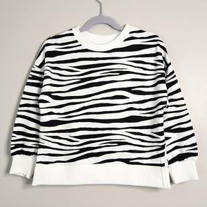 Mango Girls Black & White Zebra Print Sweatshirt, Size 5/6 ~ NWT